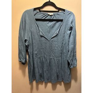 jane and delancey top 1x Slate Blue Boho Indian Style With From Tassel Tie
